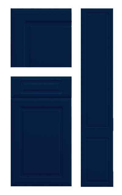 Capital Square panelled kitchen door in Marine Blue. An alternative door for the Chatham kitchen