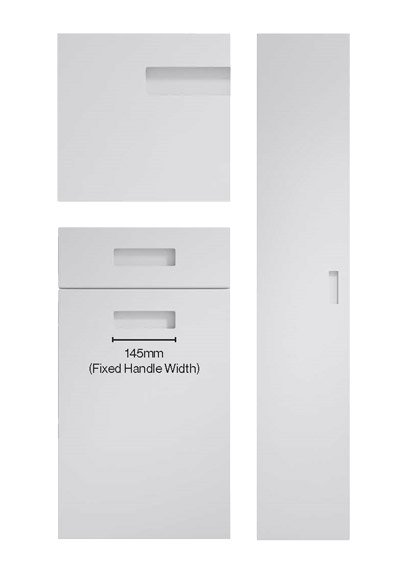Frankfurt modern kitchen cabinets with recessed handle area. Alternative door for the Seymour Kitchen