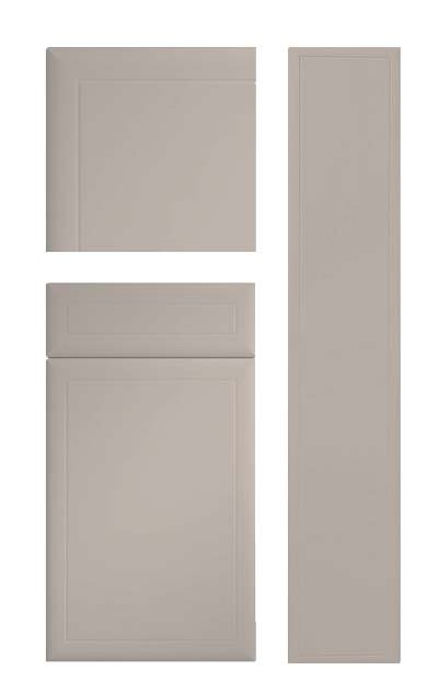 Euroline Modern slab door with angled door edges and a line groove design. An alternative door style for the Oslo kitchen