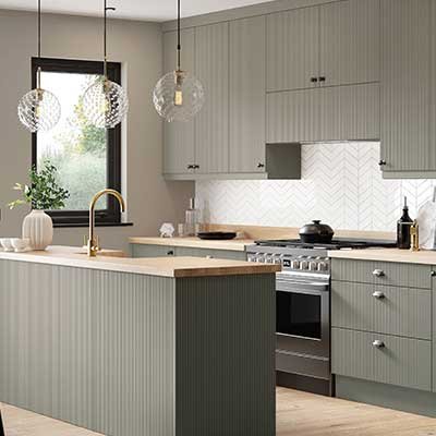 Ella Grooved Kitchen doors in Reed Green