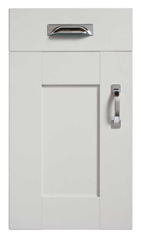Fenwick 5 piece wide frame Shaker Kitchen door in Legno White Grey