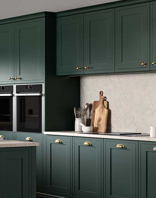 Rathlin Vinyl Mock In-Frame Shaker Kitchen in Matt Evergreen