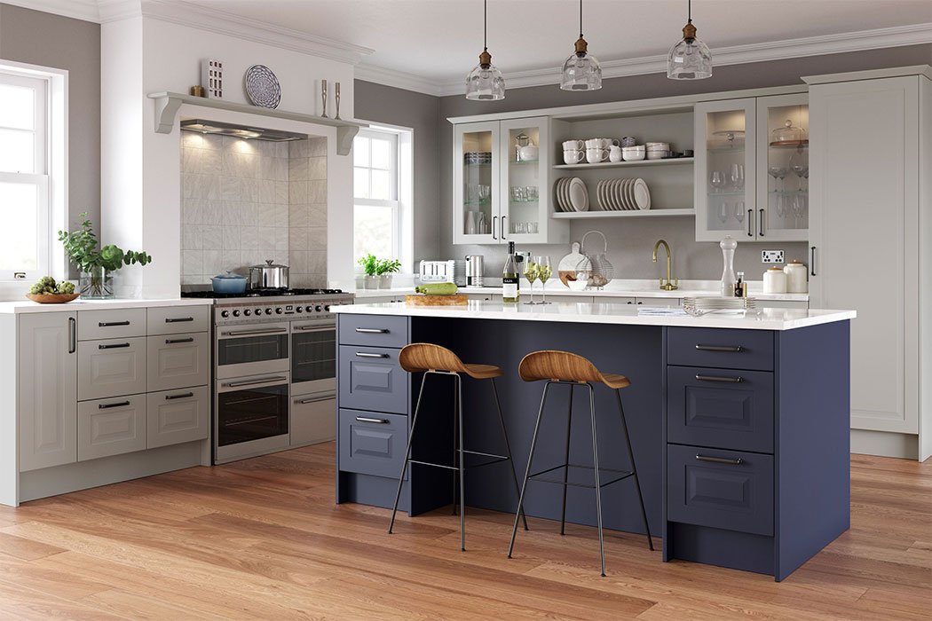 Chatham-Raised-Panel-Cabinets-in-Marine-Blue-&-Light-Grey