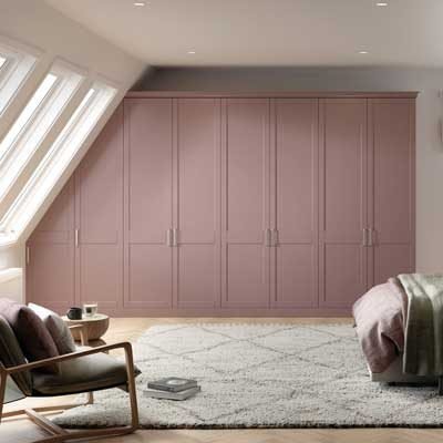 Basel angled fitted wardrobes in Antique Rose
