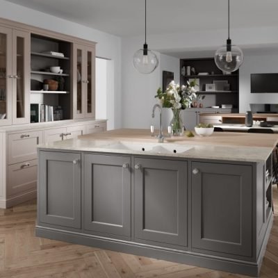 Horton Shaker kitchen in Dust Mid grey and Cashmere
