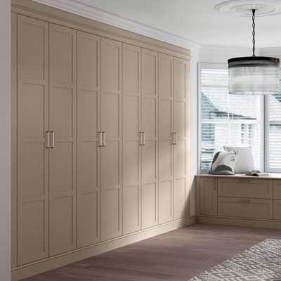 Melrose fitted shaker wardrobes in Pebble