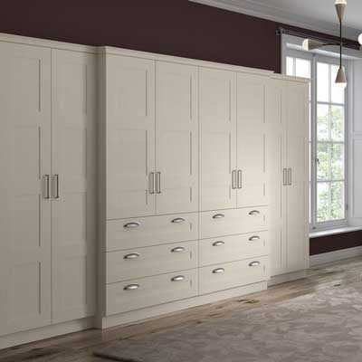 Taunton Fitted shaker wardrobes in Alabaster