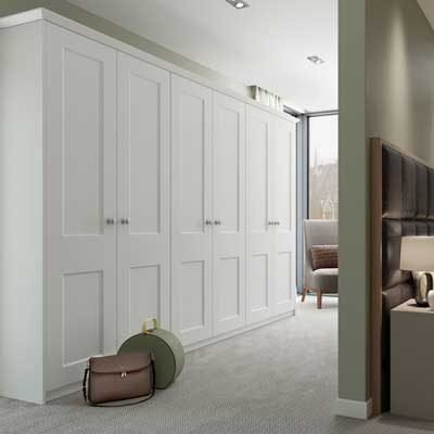 Welsford fitted shaker wardrobes in Porcelain