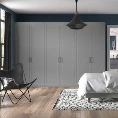 Woking Fitted shaker wardrobes and matching bedroom furniture in Dust Grey